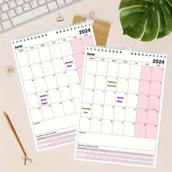 Minimalistic Wall Calendar Jan - Dec 2024 Monthly Calendar Planner  With Daily Blocks Perfect For Office School Home Supplies