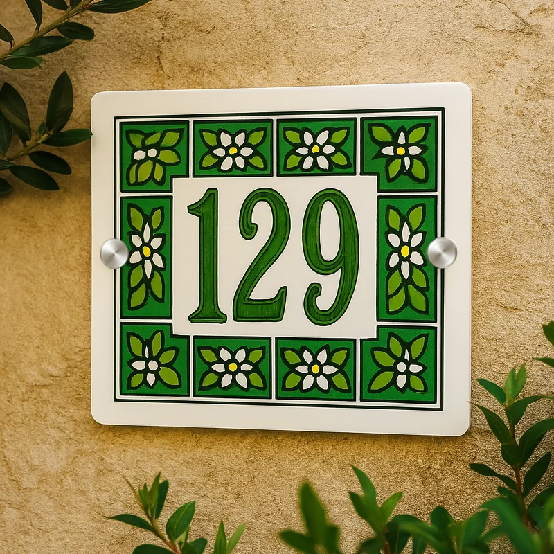 

Acrylic UV Printed House Number Sign – Hand-Painted Style Custom Door Plaque, Outdoor Decorative Address Plate for Home
