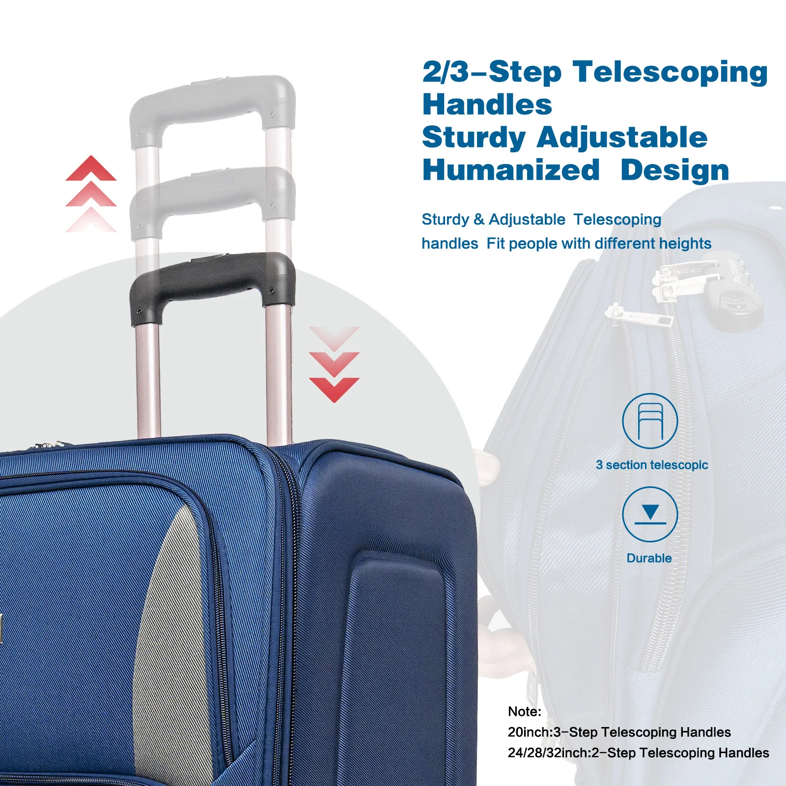 Polyester Softshell Luggage Expandable 4 Piece 20'' 24'' 28'' 32'' Lightweight Softside Suitcase Travel Set with Spinner Wheels