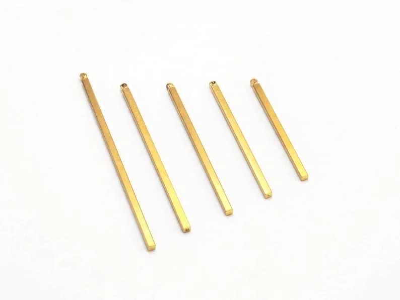 30pcs Square Stick Charm, Charm, Earring Findings, Necklace Pendant, 25 30 35 40 50 60mm x2mm, Raw Brass, Jewelry Supplies -R001