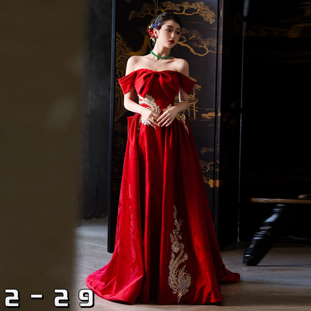 Toast dress improved new Chinese style bride engagement dress niche high-end going out dress