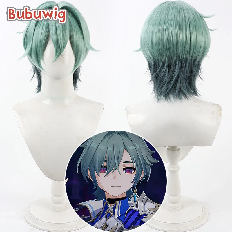 

Bubuwig Synthetic Hair Lohen Cosplay Wigs Genshin Impact Lohen 30cm Halloween Short Straight Green Gradient Wig Heat Resistant