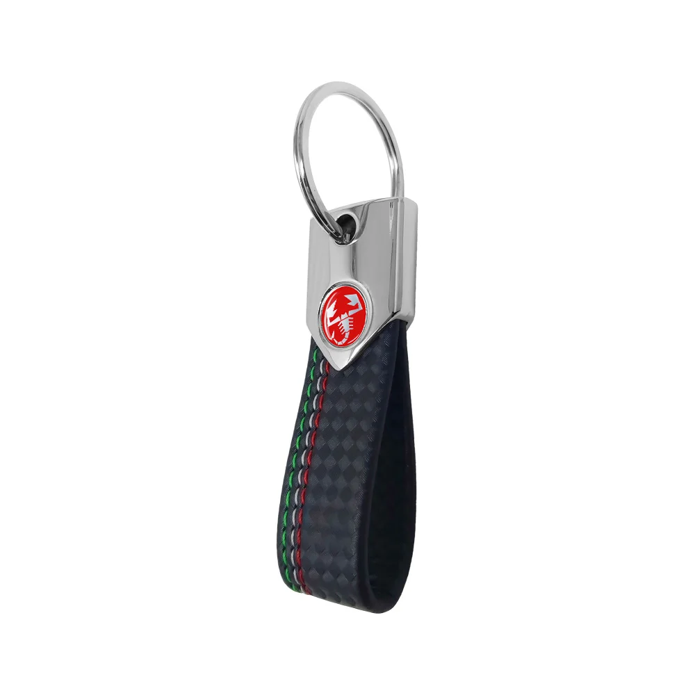 Keychain Abarth official, black tricolor Carbon Red Scorpion