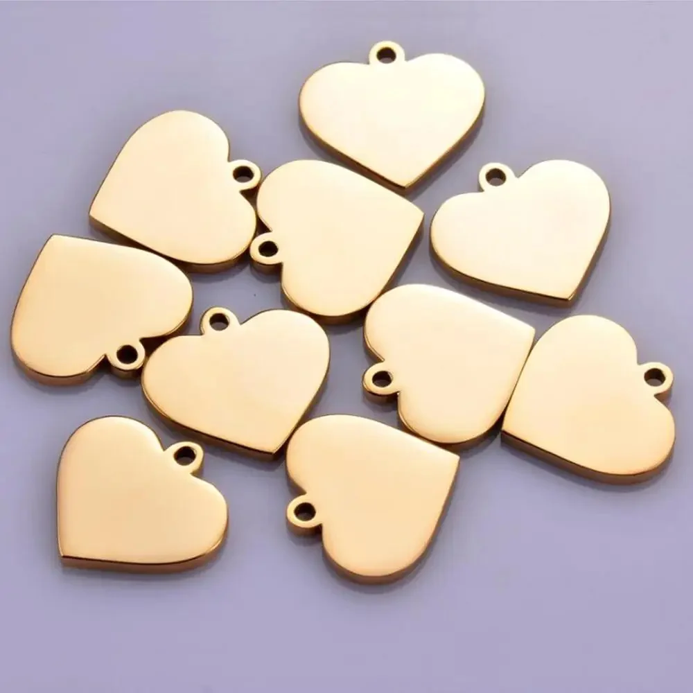 Hurtownia 10 sztuk ze stali nierdzewnej 15mm serce Charms puste DIY tagi wisiorek naszyjnik biżuteria akcesoria Pet IDTag Charm 3 kolory — zdjęcie 2