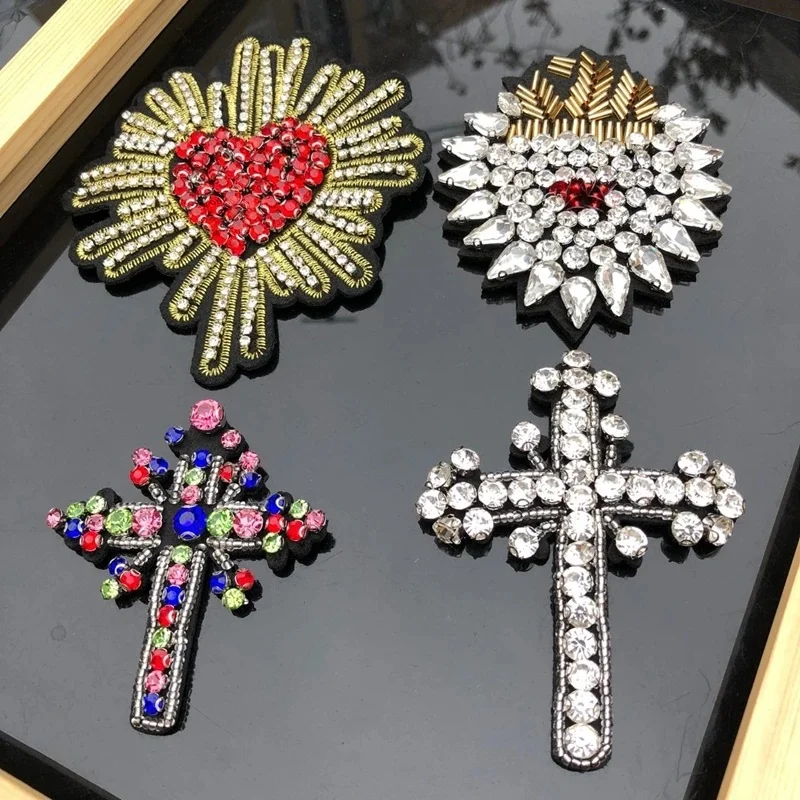 Instrukcja paznokci koralik łatka crucify wiertła kolor serca łatka odzież DIY akcesoria dekoracyjny krzyż łatka naklejki — zdjęcie 2