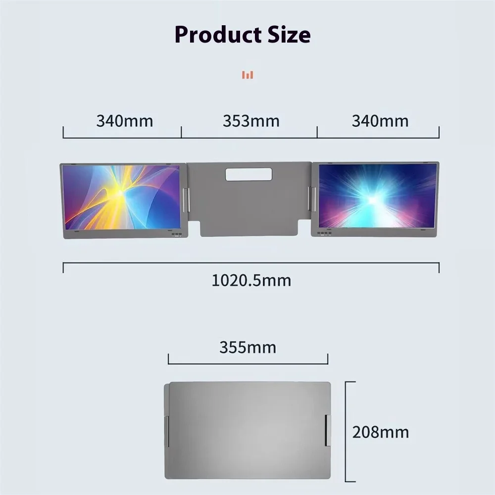 14 "monitor retroiluminado lcd portátil hd dupla tela tripla fhd ips série de jogos sub extensor notebook tela de expansão para computador