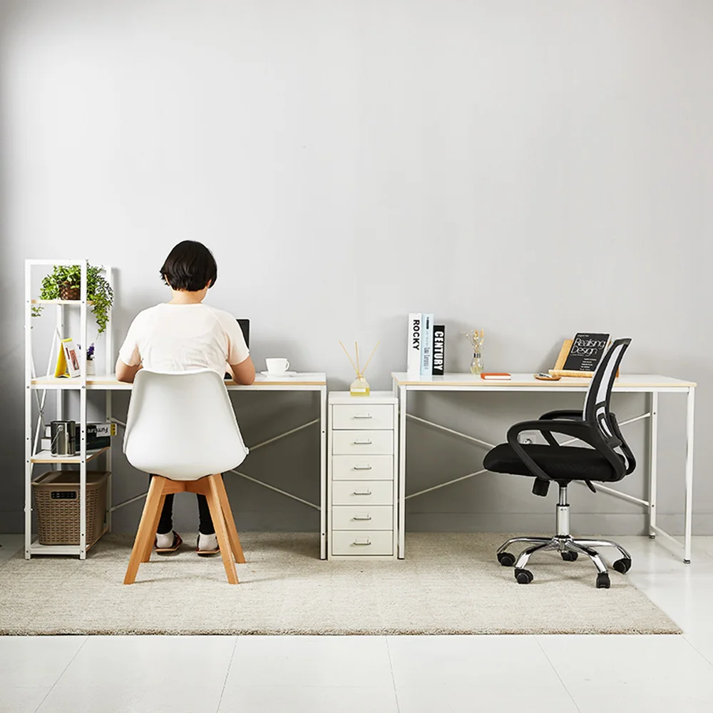 화이트 마틴 H형 학생 컴퓨터 서재 선반 책상 2size