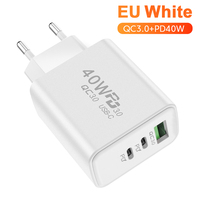 40W PD USB C Charger 3Ports Fast Charging Quick Charger EU US UK Plug Mobile Phone Travel Wall Adapter for iPhone Samsung Xiaomi