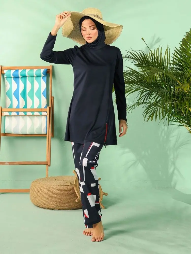 Hijab Swimsuit Full Burkini for Women Hashem Summer Sea Swimming Burkini Modest Islam Beachwear Bat Suit