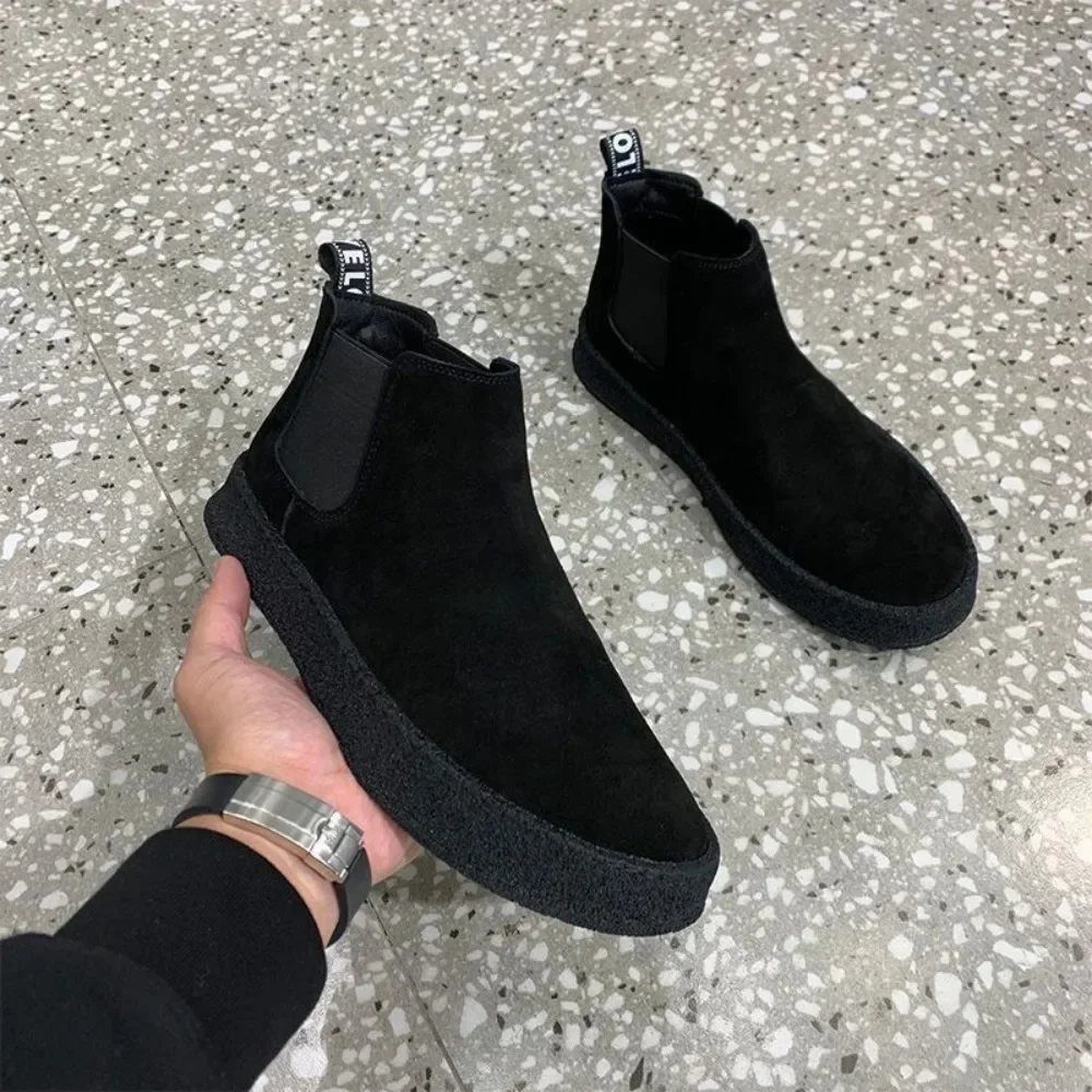 Buty męskie Jesień i zima Płaski top Wysoki top Buty męskie Casual Board Shoes Platforma Buty ochronne Buty za kostkę zapatos hombre — zdjęcie 2