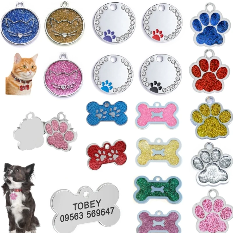 Personalized Pet Address Tags Custom ID Tag For Dogs Cats Engraved Collar Pendant Name Dog Tag Dogs Accessories Cats Items