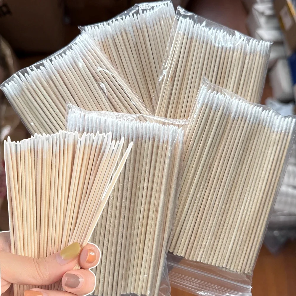 Bâtonnets en bois Orange pour ongles, 500 pièces, dissolvant de cuticules, coton-tige professionnel, bâtons propres pour strass, fournitures de maquillage pour ongles