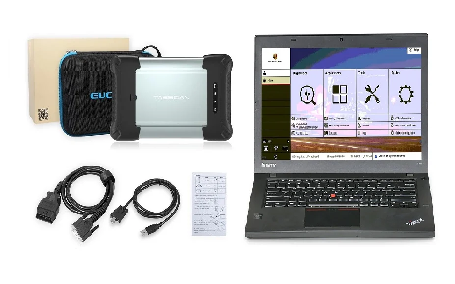 EUCLEIA wiScan T6 Pro OBD2 Scanner With 2TB Original Factory Diagnosis and ECU Coding Software Installed in Lenovo T440 Laptop