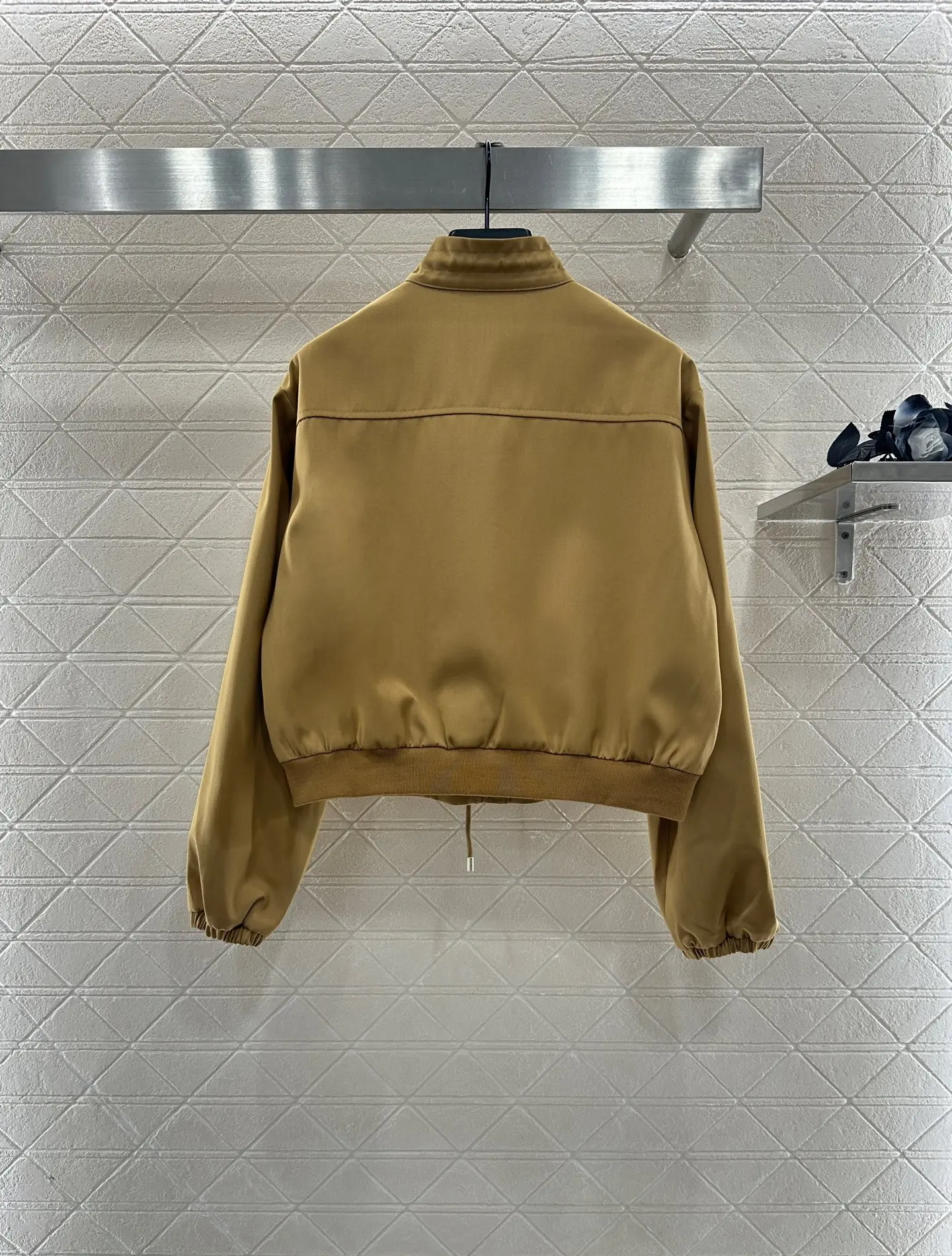 

2025 Women Coat New Fall Style Short-Sleeved Slim-Fitting Fashionable Simple Solid Collar Drawstring Elasticated Ladies Coat