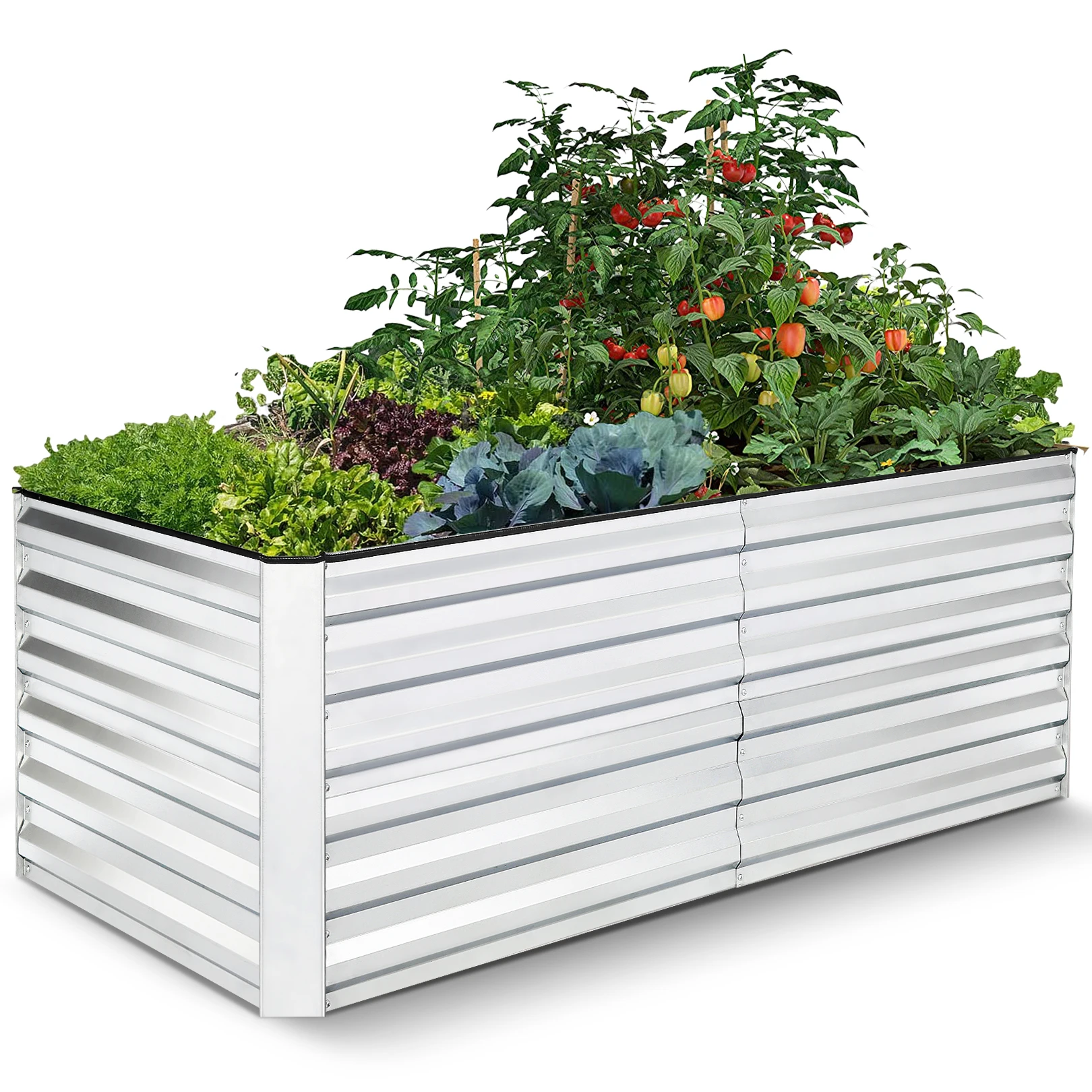 Galvanized Raised Garden Beds 6ftx3ftx2ft Large Metal Garden Beds Galvanized Steel Planter Box for Vegetables Flowers Herbs