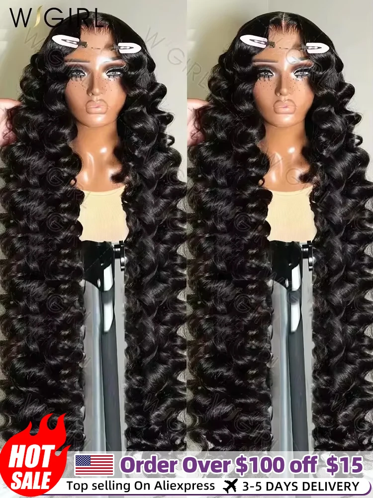 Wigirl Loose Wave 13x6 Lace Front Human Hair Wig 30 Inch 180% Brazilian Water Deep Wave Wigs For Women 13x4 HD Lace Frontal Wig