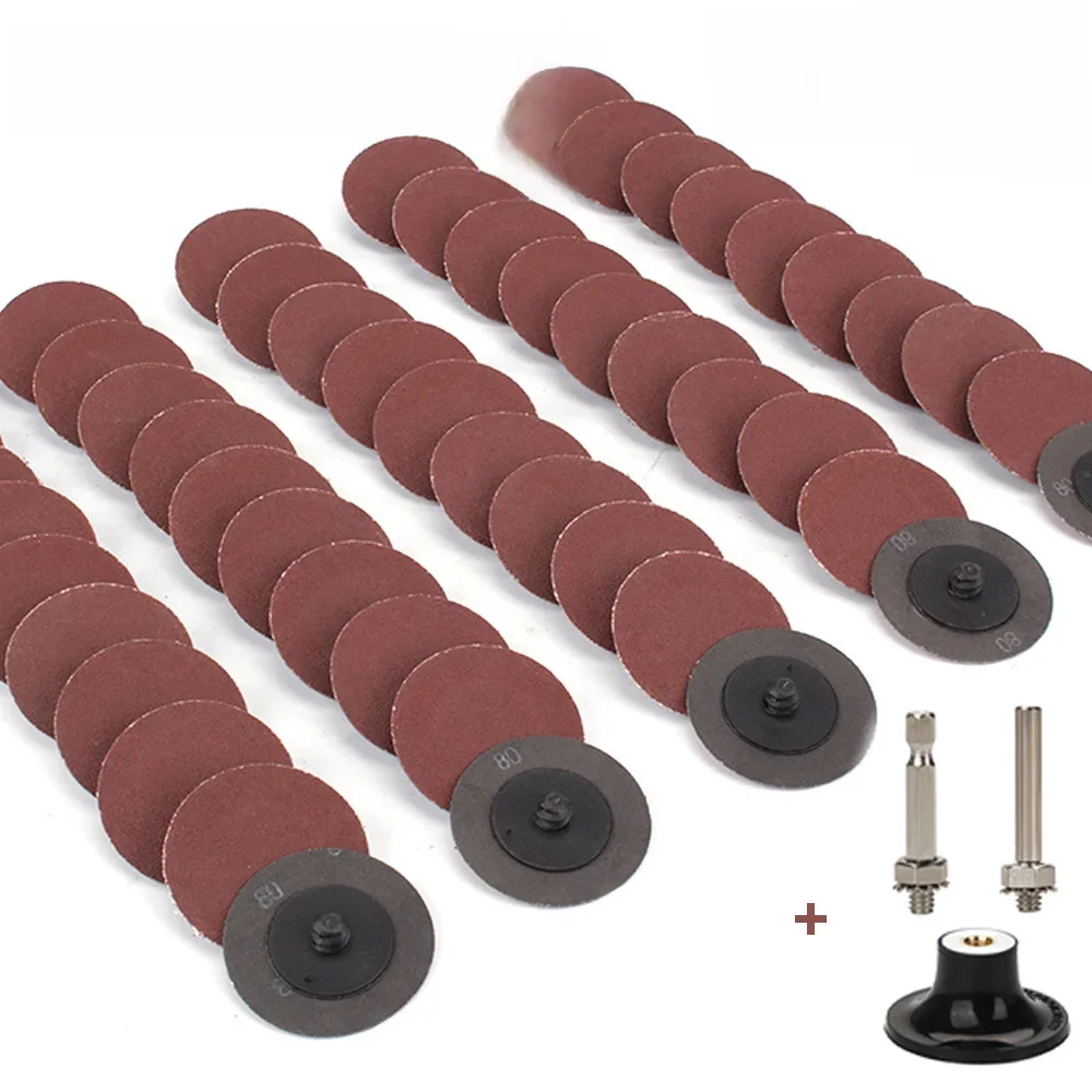 62 szt. 50mm zestaw krążków szybkiej wymiany typu R 2 "krążki szlifierskie z tlenkiem cyrkonu z uchwytem 1/4" do szlifierki matrycowej polerowanie metalu w meblach — zdjęcie 2