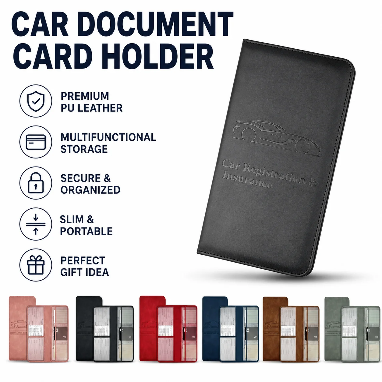 PU Leather Car Registration Insurance Card Holder Driver's License Cover Auto Documents Storage Wallet