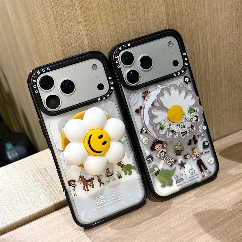 Urocze etui na telefon z motywem kwiatów i zabawek, magnetyczne, do iPhone 18 Pro Max 17 16 15 14 Pro 16 Pro 17 Pro, z podstawką Magsafe i łańcuszkiem. — zdjęcie produktu 3