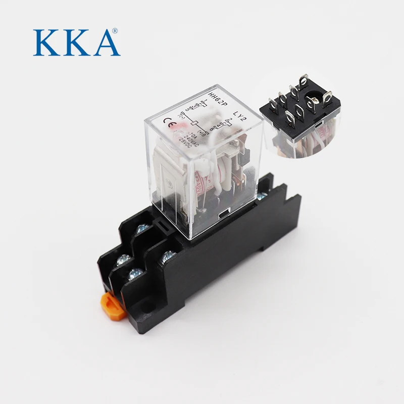 HH62P 220/240V AC 10A 8PIN Coil Power Relay DPDT, Intermediate Relay LY2NJ HHC68A-2Z With Socket Base