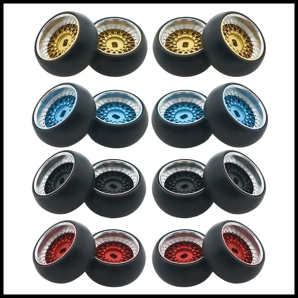 RCAWD-Jante de roue RC en alliage + pneu de dérive RC, pour modèle 1/28 Wltoys K969 K989 P929 Kyosho Rally, pièce de révélation de voiture, 4 pièces/ensemble