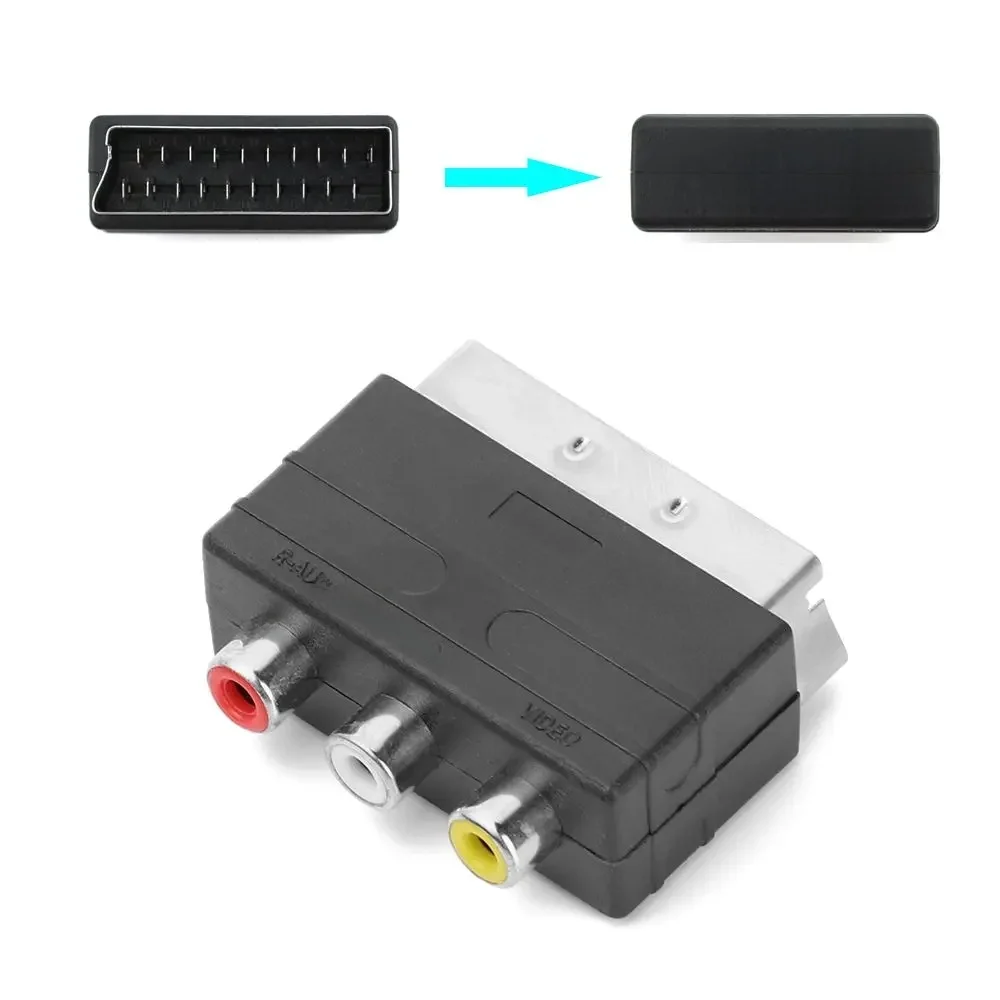 Prise péritel mâle vers 3RCA Phono femelle AV TV, adaptateur audio vidéo, entrée pour PS4, WII, DVD, magnétoscope