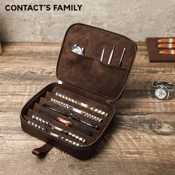 CONTACT'S FAMILY Luxury 6 Slots Watch Case Storage Box Watch Strap Portable Travel Organizer Watchband Tool Case Accessories