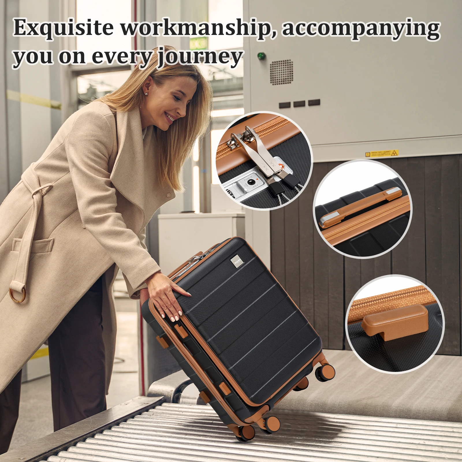 طقم أمتعة صلب من imiomo مكون من 3 قطع للنساء، طقم حقيبة سفر خفيفة الوزن ذات جوانب صلبة مع عجلات دوارة وقفل TSA #2