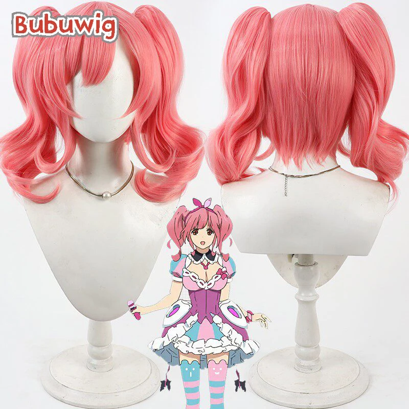 

Bubuwig Synthetic Hair Makina Nakajima Cosplay Wigs Cosmic Princess Kaguya! Makina Nakajima 45cmPink Ponytail Wig Heat Resistant