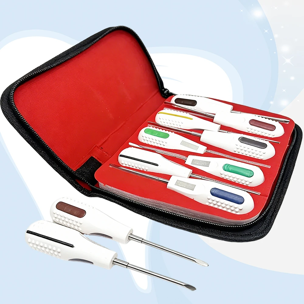 

8PCS Dental Luxating and Root Elevator Set with Curved Tips for Minimally Invasive Tooth Extraction