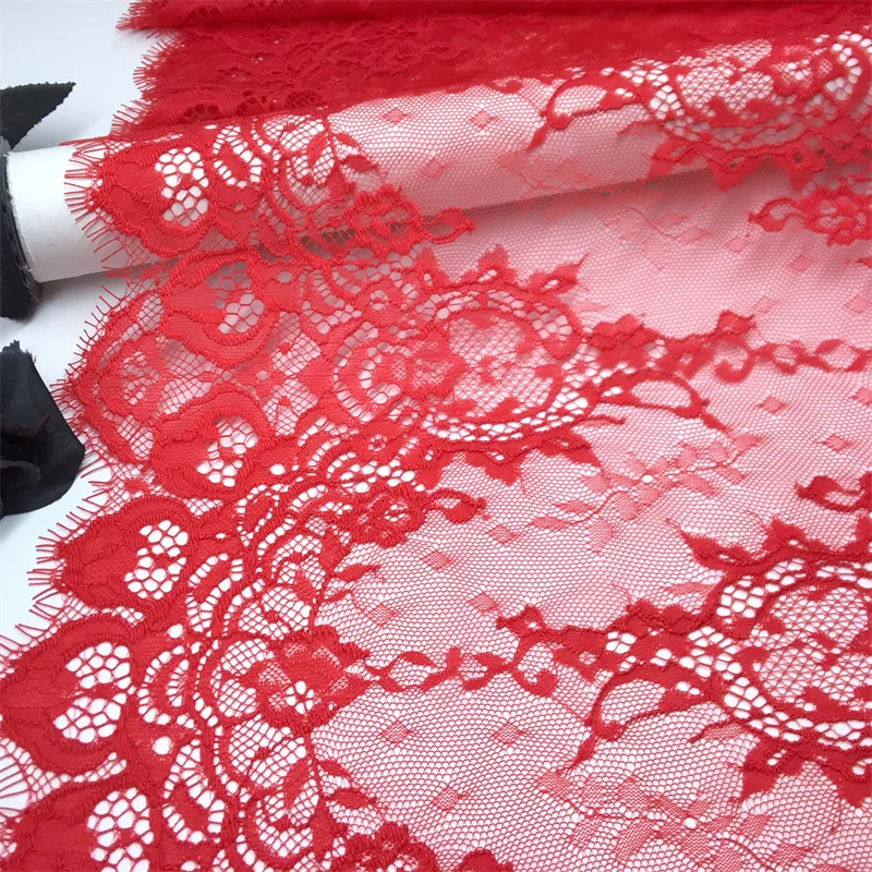 Garment Sewing Chantilly Lace Trim Red Lingerie Fabric Accessories Quality DIY French Wedding Dress Lace for Needle Work