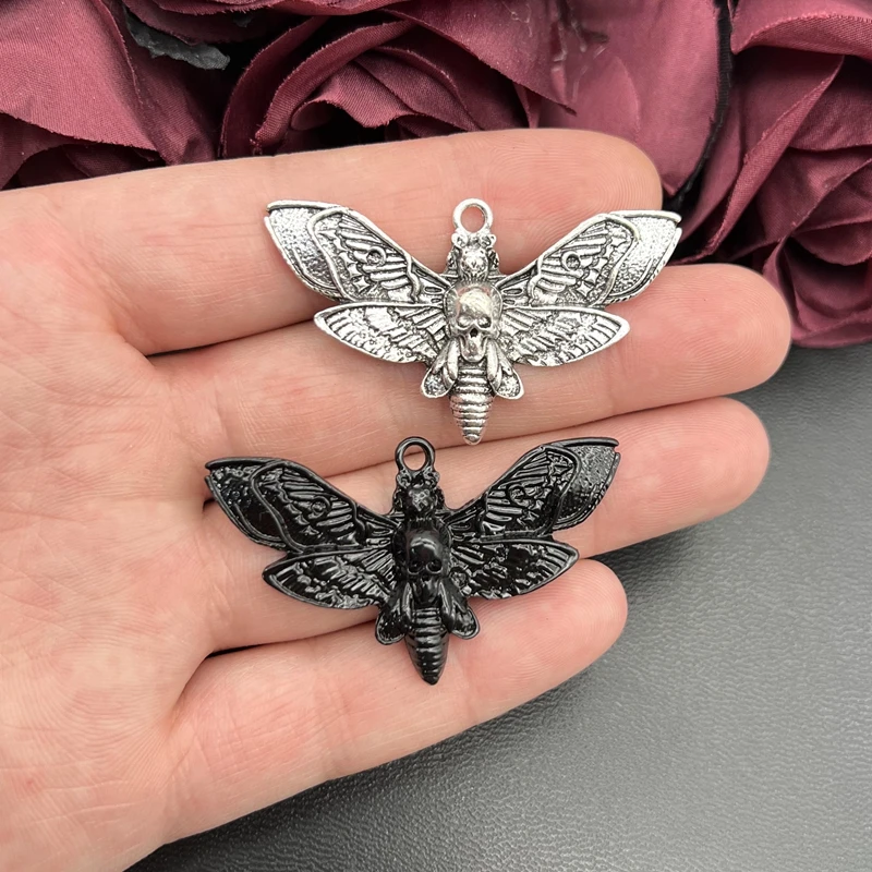 2pcs 54*32mm Large Death Head Moth Charm,Wiccan Bug Pendant,Statement Dead Head Moth,DIY Handmade Witch Jewelry Supplies