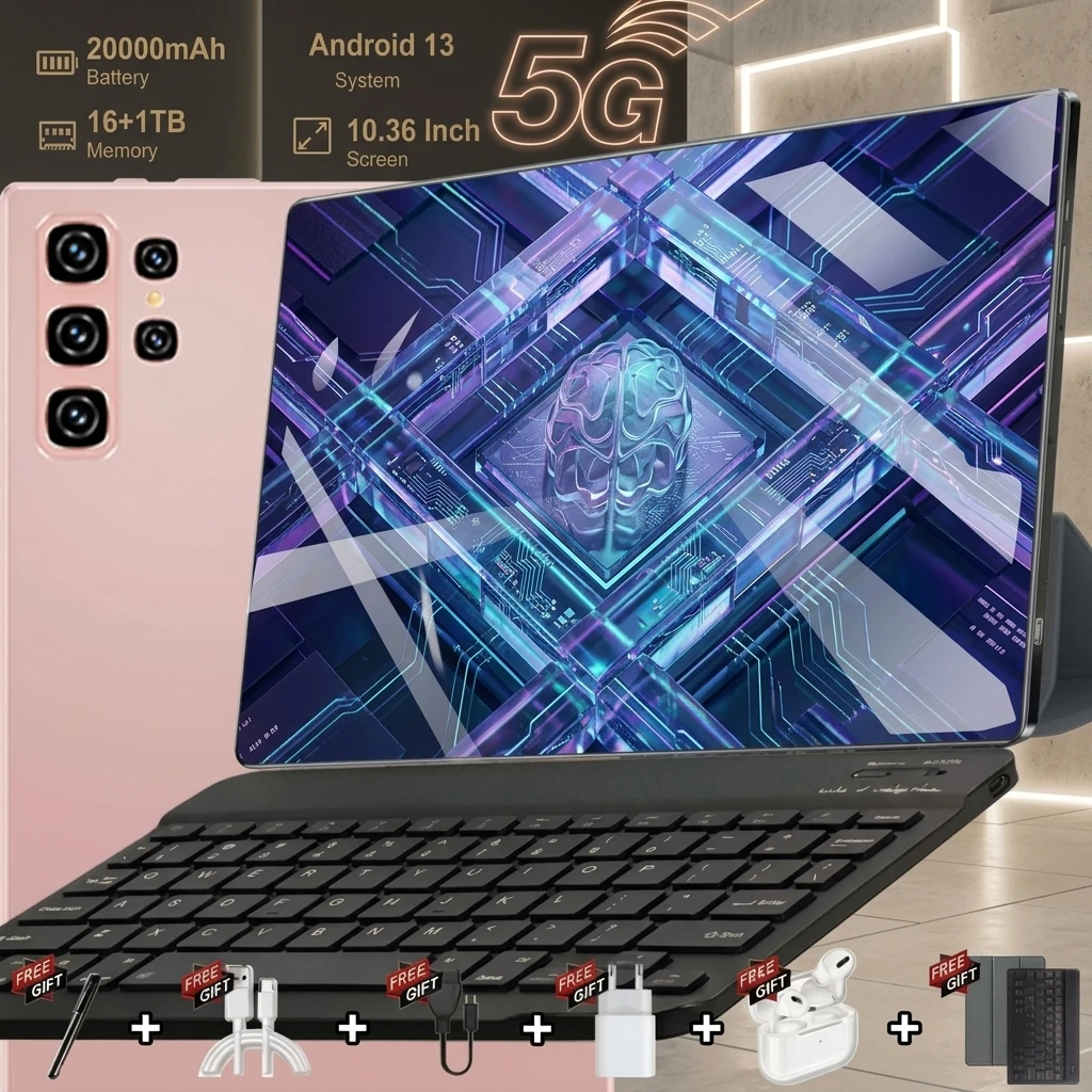 Tablet Android 13 14 Core 5G WiFi 16GB RAM+1TB ROM Doble SIM Cámara 16+32MP Tablet de Oficina 20000mAh 10.36 Pulgadas Global