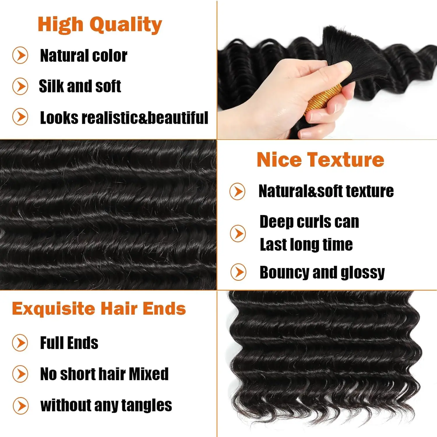 Human Braiding Hair 1 Bundle 50g 26 28 Inch Deep Wave Human Hair Bulk for Braids Hair No Weft 10A Virgin Curly Hair Extensions