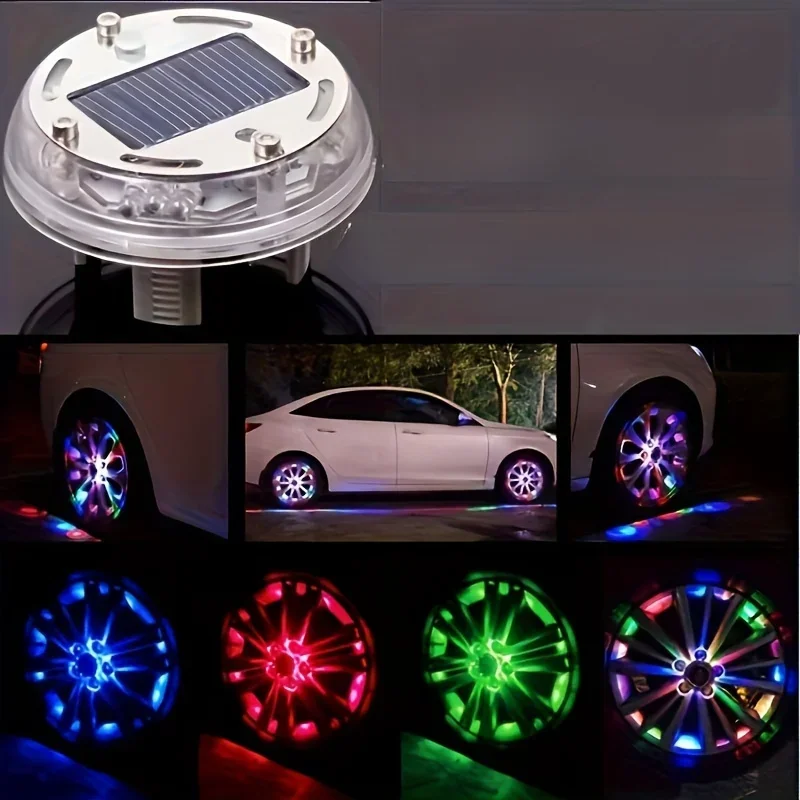 LED Light Solar Energy Flash Car Wheel Light Hub Bulb Tire Tyre Valve Car Motorcycle Tire Colorful Modes Valve Light Wheel Lamp