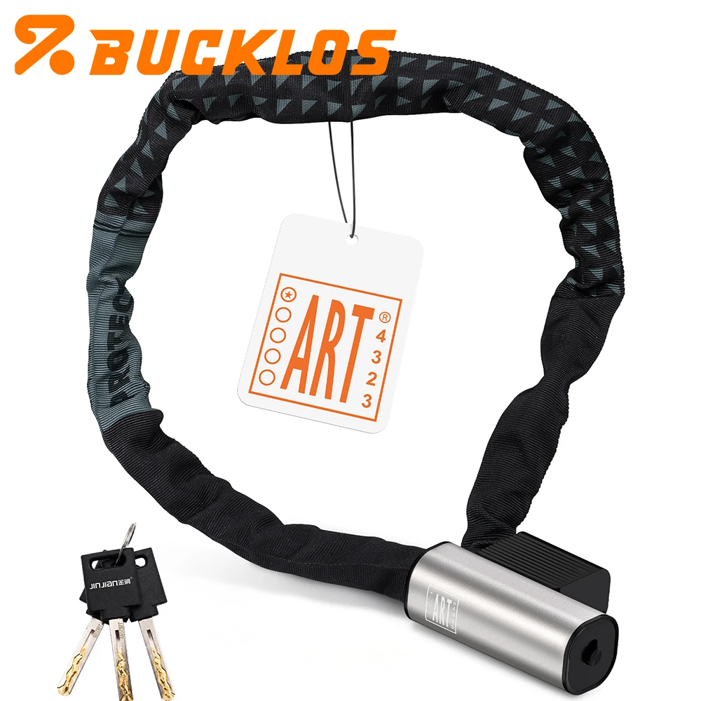 

BUCKLOS ART 2 Star Bicycle Chain Lock Anti-theft 3 Key Bike Safety Lock Durable Motorcycles Scooter Locks Security Door Locks
