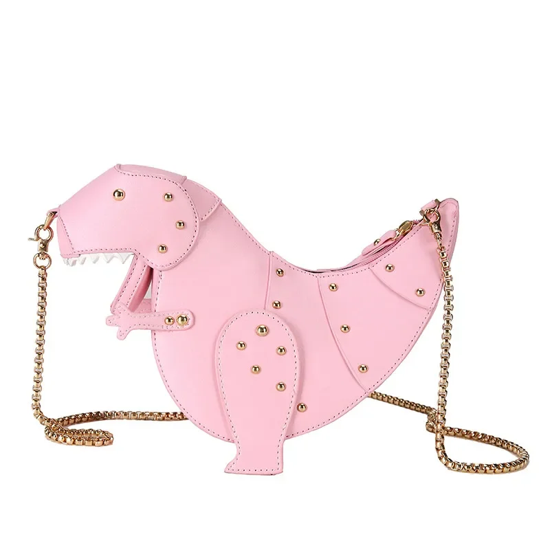 Trend Fashion 3D dinozaur Design nity Pu skóra dziewczyny łańcuch torebka torba na ramię Tote Ladies Crossbody Mini torba Flap — zdjęcie 2