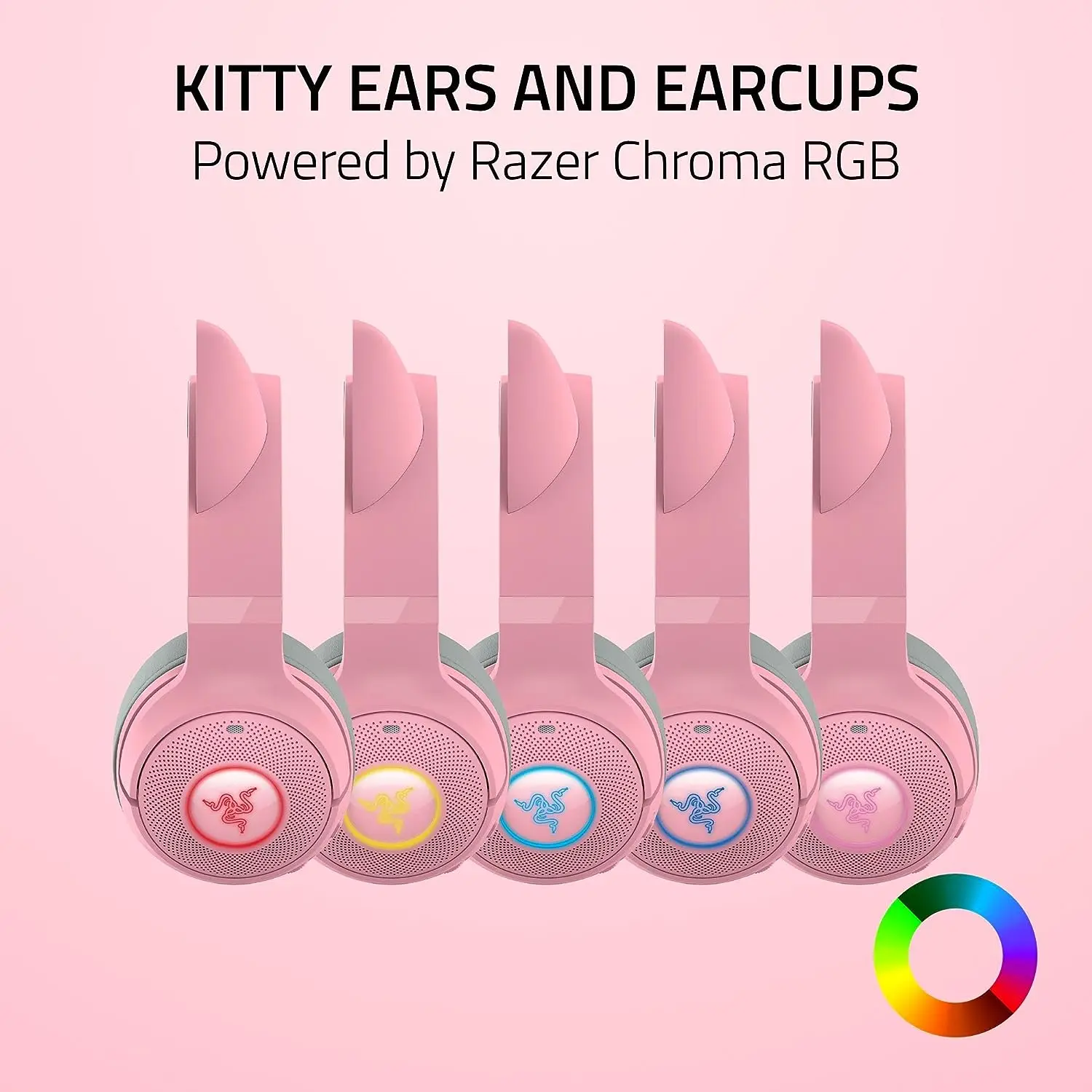 Razer Kraken Kitty V2 BT Wireless Bluetooth RGB Headset With Kitty Ears Gaming Mode TriForce 40 mm Drivers Integrated Mics