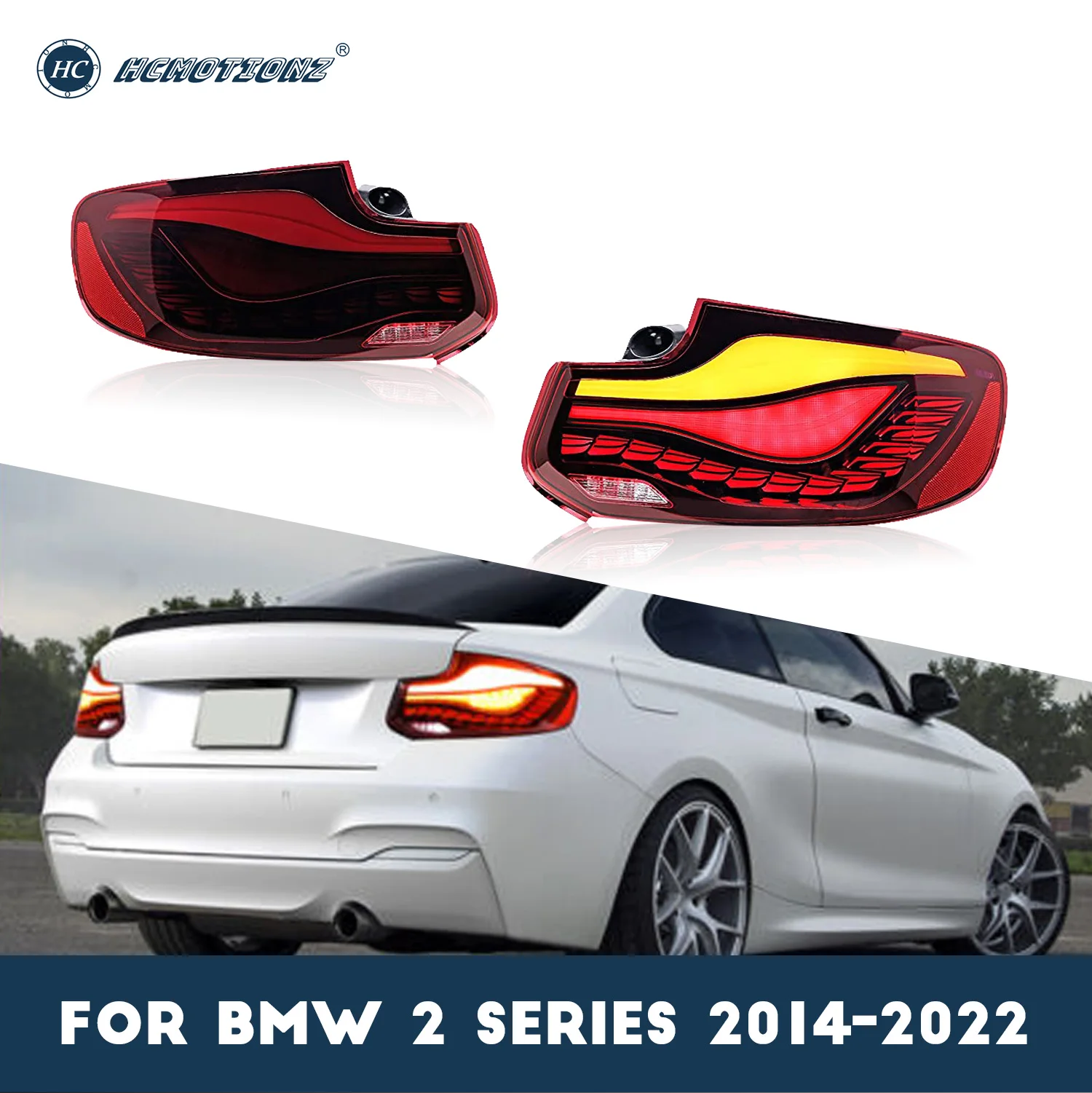 HCMOTIONZ Car Styling Tail Lights for BMW F22 F23 220i M2 LED Rear Lamps DRL Turn  Signal Auto Accessories Back Lamps Assembly