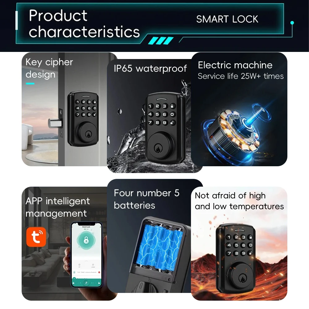 Fully Automatic Waterproof Stay Lock Graffiti Smart Electronic Door Lock Office Door Password Electronic Smart Locks