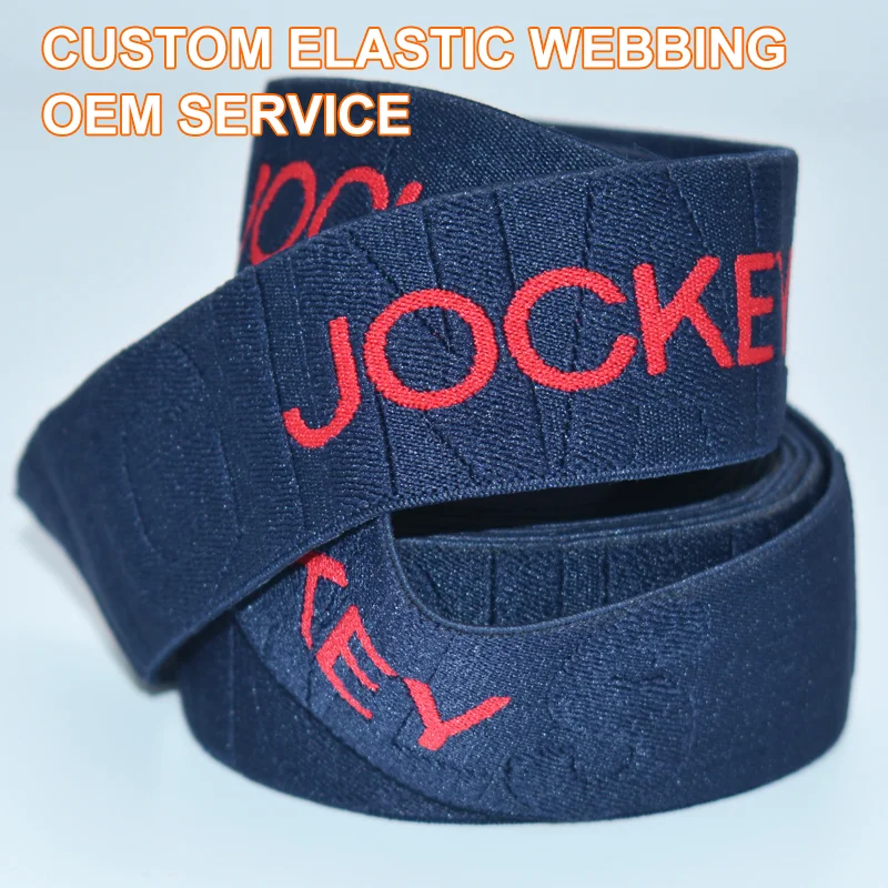 Custom Embroidered Eco-Friendly Spandex/Nylon 3D Jacquard Elastic Tapes Band for Boxer Waistband Garment