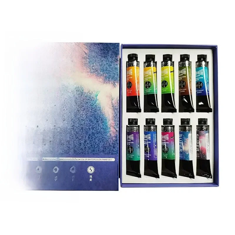 Super Vision 15ml 10 kolorów Warstwowa kolorowa farba akwarelowa Zestaw tubek Akwarela na poziomie mistrza do malowania Rysunek Sztuka Dostawcy — zdjęcie produktu 7