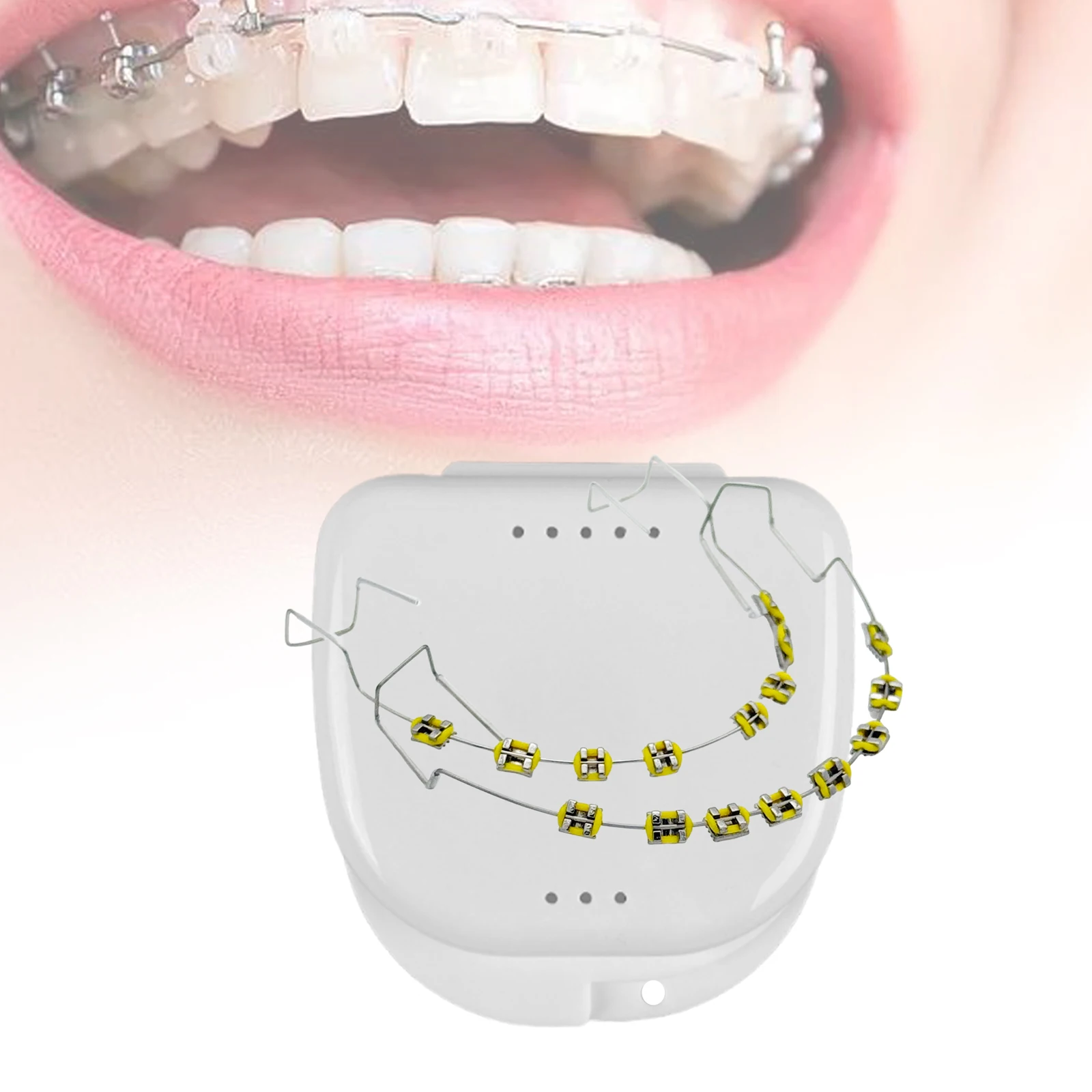 다채로운 유행 교정기 구강 교정기 패션 금속 와이어 임시 치아 교정기 보관 상자가있는 컬러 지시점