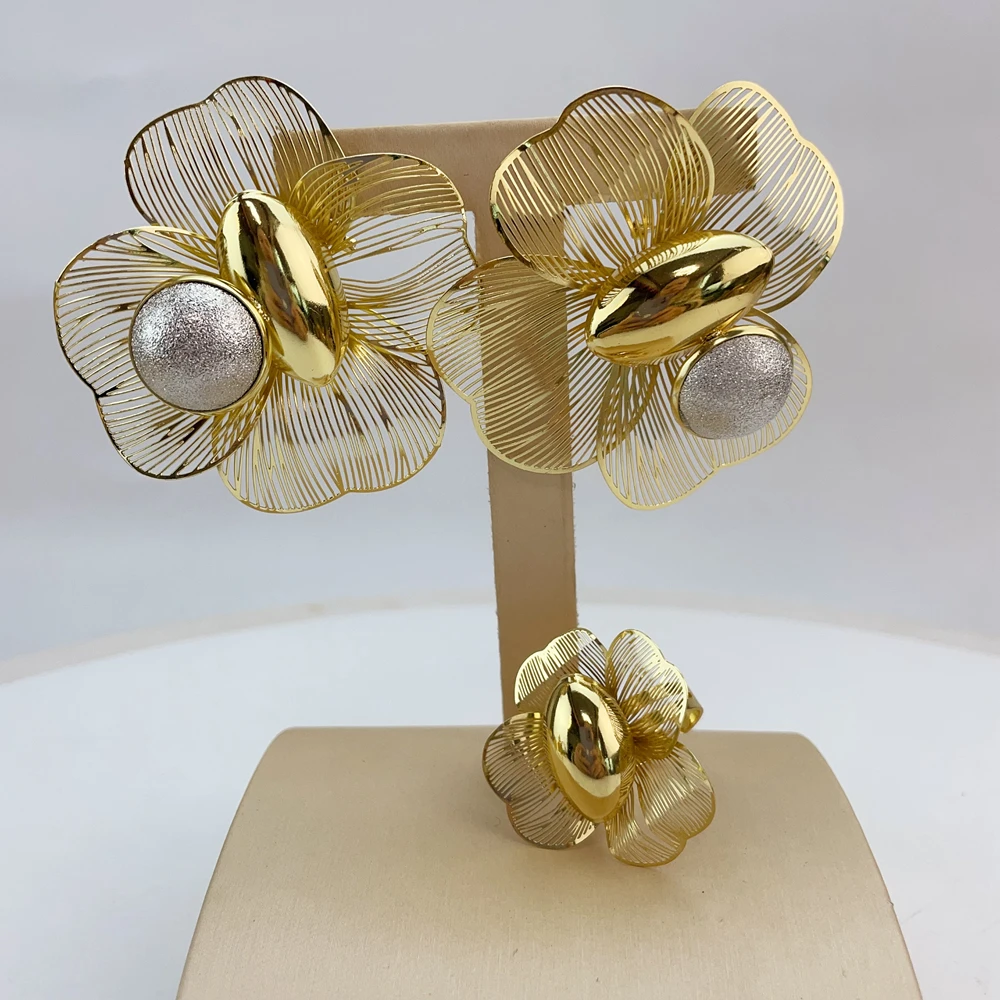 EMMA موضة 4 قطعة Waterdrop الفاخرة البرازيلي مجموعات مجوهرات للنساء حفل زفاف دبي مجموعات مجوهرات الزفاف FHK20777 #4