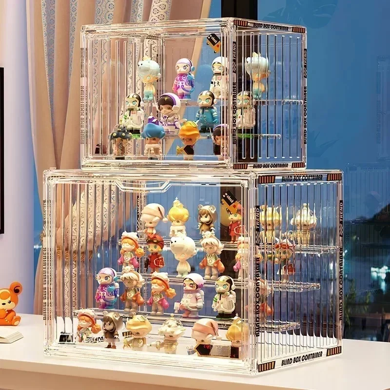 Große Container-Organizer aus Acryl für Sammelfiguren und Blindbox-Spielzeug Actionfiguren Desktop-Organizer Box