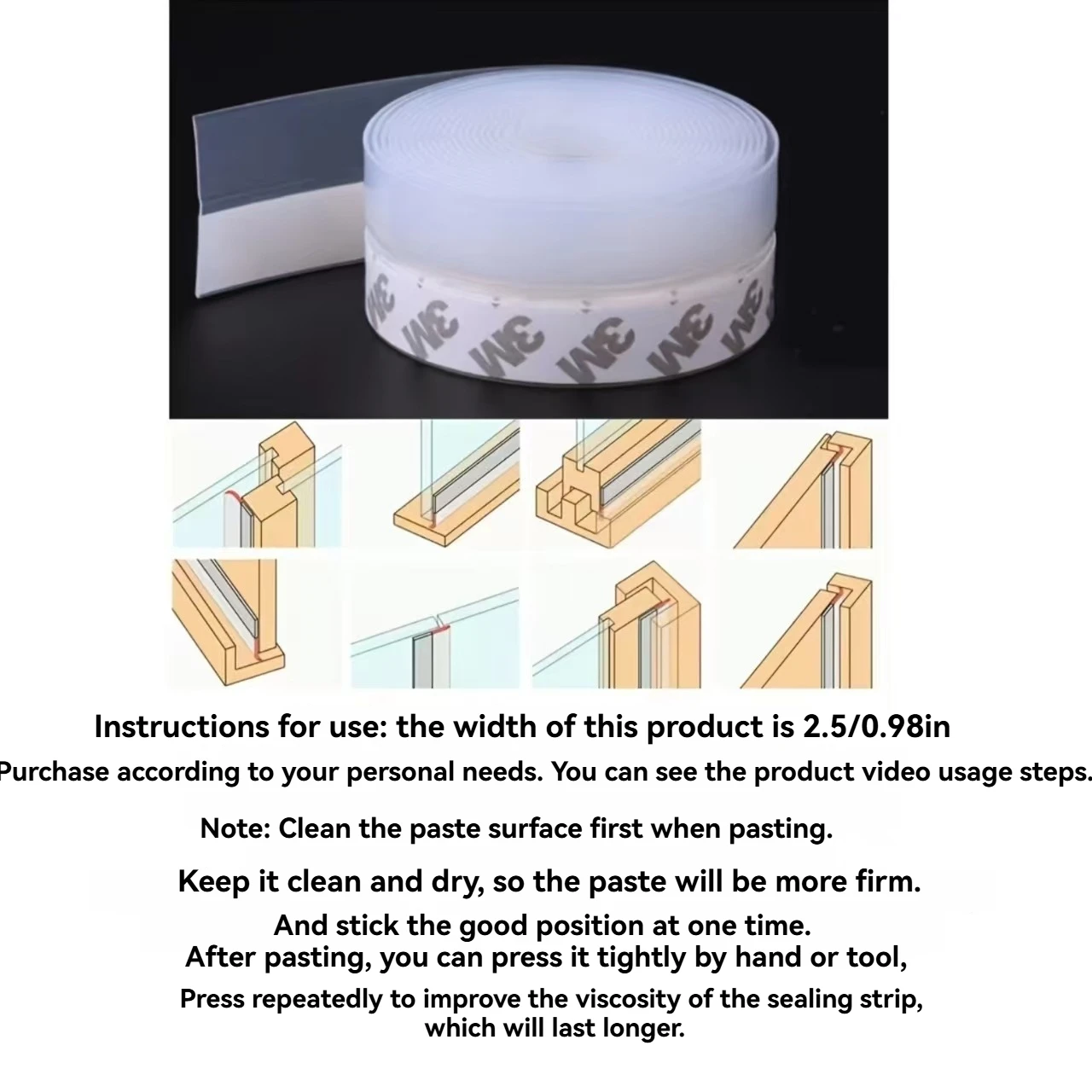 3 M/5 M ด้านล่างซีล Strip สภาพอากาศหน้าต่างซีลยาง Weatherstrip Windproof ฝุ่น Self กาวประตูกระจกเทปปิดผนึก