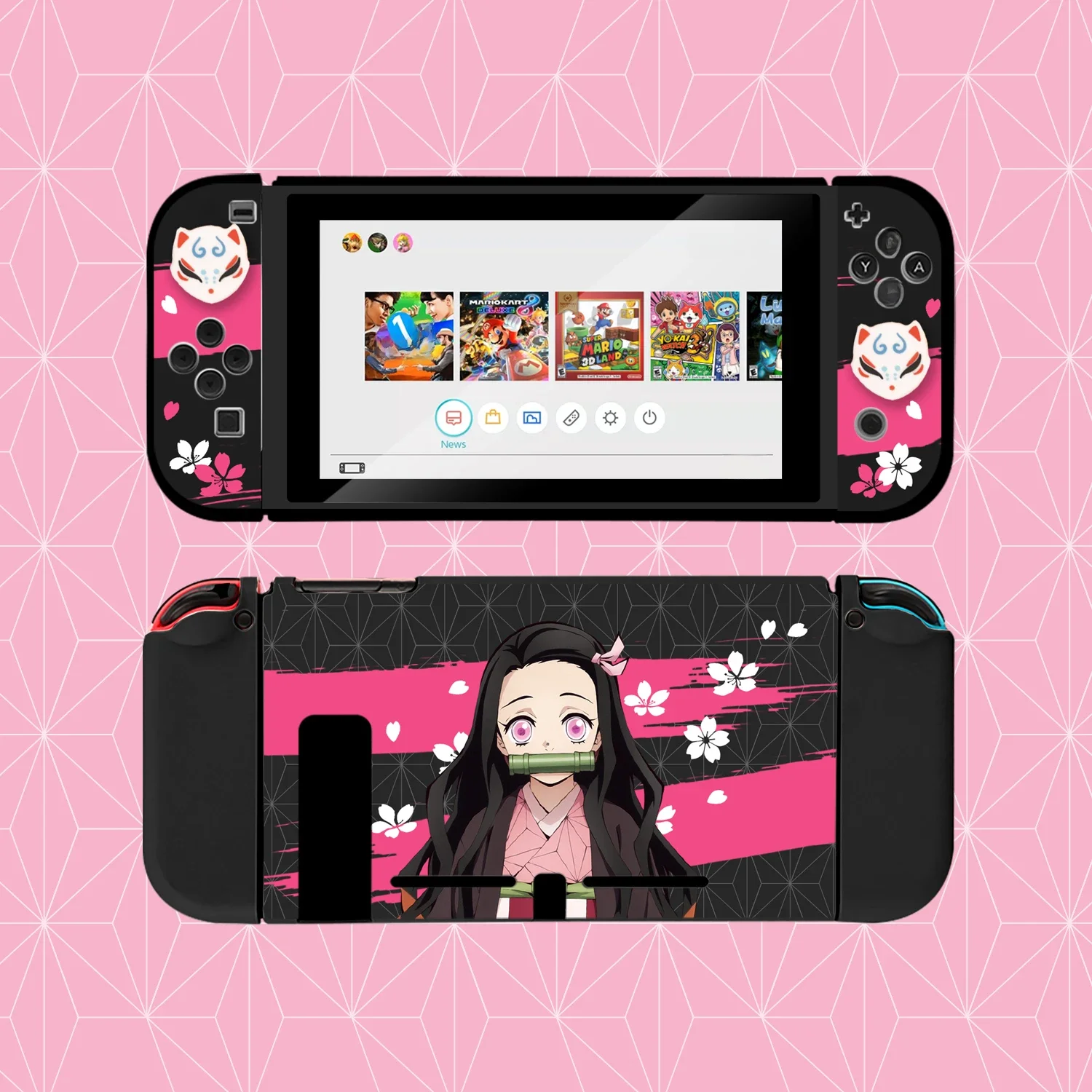 Coque de protection pour Nintendo Switch, rose, Anime, pour fille, Kawaii, Dockable, PC dur, coque de protection pour contrôleur, Bundle de Joystick Joy-Con