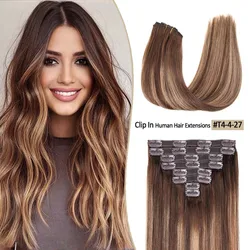 Extensiones de cabello humano con Clip, cabello Remy brasileño, cabeza completa con Clip, extensiones de cabello humano Natural, trama doble, 8 unids/set, 120g