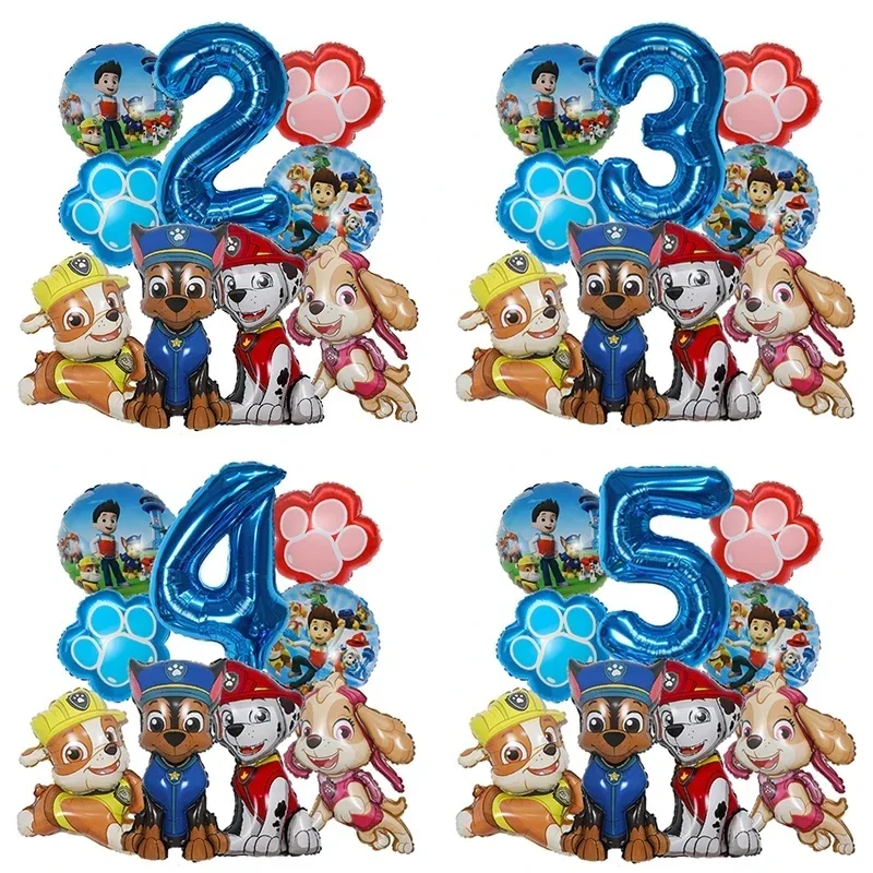 9 stücke Cartoon Paw Patrol Folie Ballon Digitale Anzahl Liefert Rettungs Hund Kinder Geburtstag Party Dekoration Baby Geschenk Chase Skye
