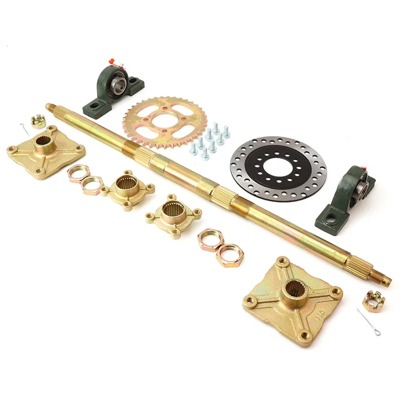 61cm 65cm tylna oś montaż ze wspornikiem i łańcuchem piasty do 110cc 125cc 150cc czterokołowy karting gazik 4 otwory 3 otwory — zdjęcie 2